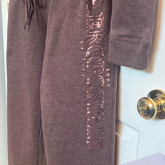 Aeropostale Brown Hoodie and Jogger Set Size Medium - Picture 3 of 10